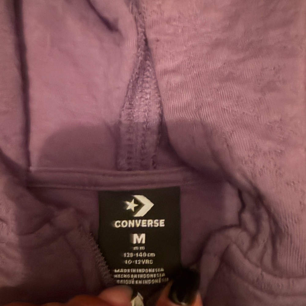 Converse Girls' Quilted Zip Hoodie in Grey - Picture 5 of 5